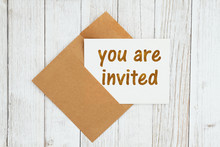 You Are Invited Text On A Greeting Card With Envelope