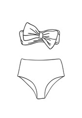 Naklejka na meble Hand drawn summer bikini illustration. Actual tropical vector background. Artistic doodle drawing pattern. Creative ink art work