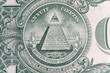 Part of one dollar note with great seal super macro shot. Eye of Providence or all-seeing eye sign, detail in the banknote of one dollar.