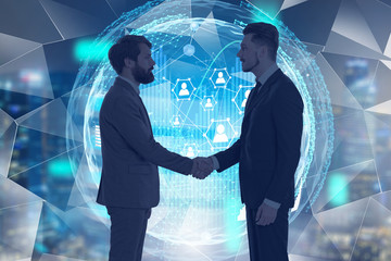 Poster - Handshake of business people. Social connection