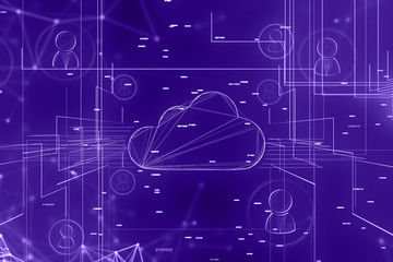 Poster - cloud computer and people network backdrop