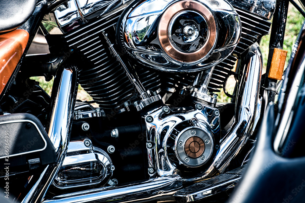 Chromed Engine Block Shiny chrome motorcycle engine block Stock Photo | Adobe Stock