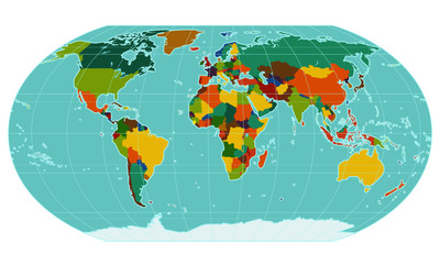 World Map Modern Style with Rounded Corners Bright Colors