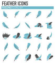 Poster - Feather icons set on white background for graphic and web design. Simple vector sign. Internet concept symbol for website button or mobile app.
