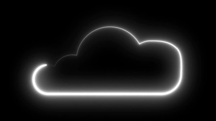 Poster - Cloud symbol with neon illumination, lowing neon light tube art design for cloud technology theme, 3d rendering backdrop