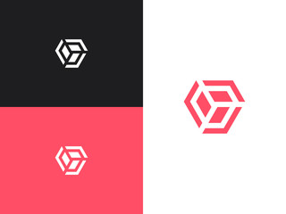 Wall Mural - abstract up object in hexagonal logo template