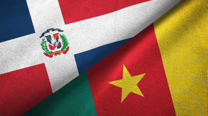 Dominican Republic and Cameroon two flags textile cloth, fabric texture 