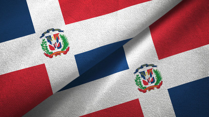 Dominican Republic two flags textile cloth, fabric texture