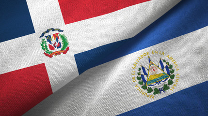 Dominican Republic and El Salvador two flags textile cloth, fabric texture