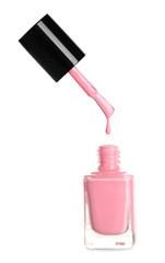 Wall Mural - Brush over nail polish bottle on white background