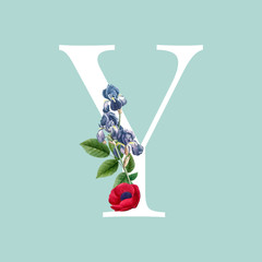 Wall Mural - Floral styled letter Y typography