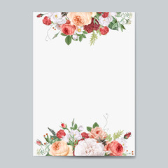 Wall Mural - Floral design wedding invitation mockup