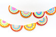 Mexican paper garlands decorating. Cinco De Mayo colorful traditional picado banner festive.