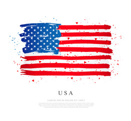 Wall Mural - USA flag. Vector illustration on white background. Brush strokes