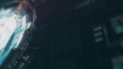 Leinwandbilder - Advance motion graphic futuristic user interface head up display screen with Holographic electromagnetic machine with gravitational fields energy particles wave and digital data telemetry information 