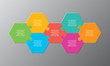 Seven piece puzzle jigsaw hexagonal info graphic