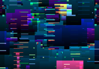 Wall Mural - Abstract glitch background with colorful pixel error lines and graphic defects