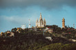 Tibidabo Mount as viewed from Park Guell at Barcelona