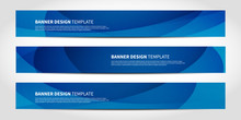 Vector Banners With Abstract Geometric Blue Background