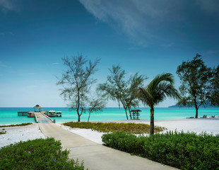 Wall Mural - boat pier on paradise koh rong island near sihanoukville cambodia