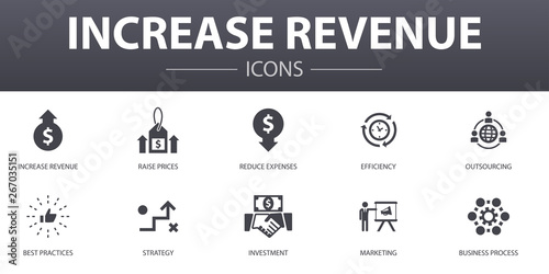Fotografía increase revenue simple concept icons set