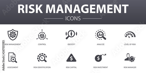 Fotomural risk management simple concept icons set