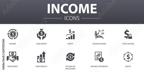 Fotomural Income simple concept icons set