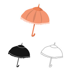 Isolated object of parasol and water sign. Set of parasol and yellow vector icon for stock.