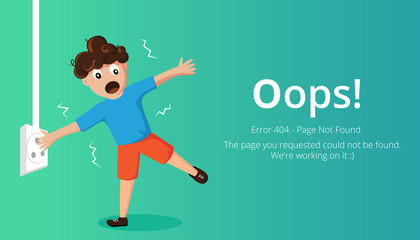 Poster - Error 404 page layout vector design. Website 404 page creative concept. The page you requested could not be found. Oops 404 error page.