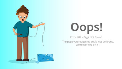 Poster - Error 404 page layout vector design. Website 404 page creative concept. The page you requested could not be found. Oops 404 error page.
