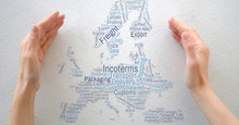 Export And Logistics Terms In A Europe Map Shaped Wordcloud 