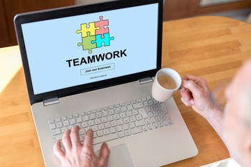 Teamwork concept on a laptop