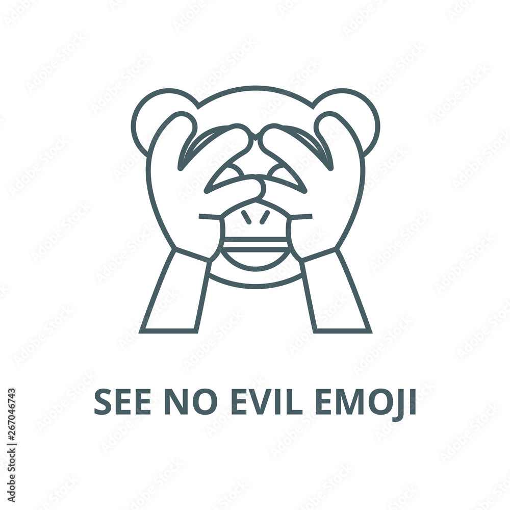 Not Evil Sign See no evil emoji vector line icon, outline concept, linear sign Stock ...
