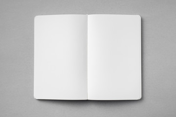 Wall Mural - white notebook isolated on grey background