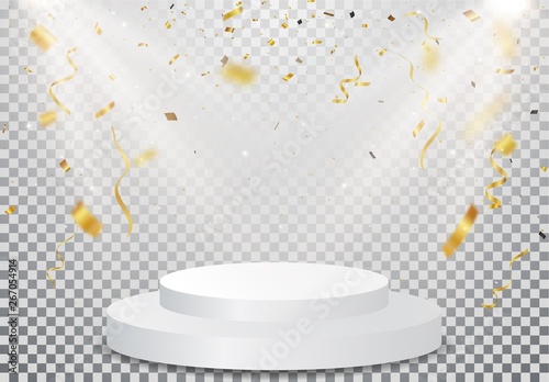 Cuadros en Lienzo winner podium with Gold confetti celebration on transparent background