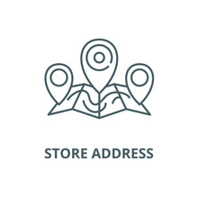 Store Address Vector Line Icon, Outline Concept, Linear Sign