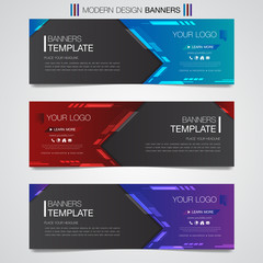 Poster - Abstract horizontal business banner geometric shapes design web set template background or header Templates place for text.