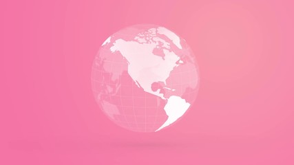 Wall Mural - rotating earth globe on a pink background endless video loop