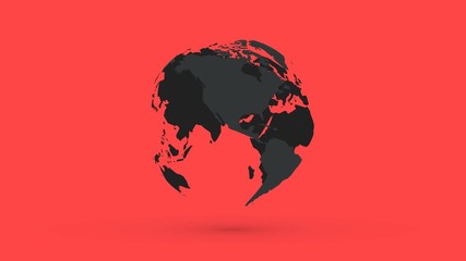 Wall Mural - Abstract Earth Rotating on red endless video loop motion background
