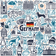 German Symbols Composition In Hand Drawn Style