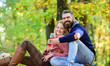 © be free - Love is a in the air. love date and romance. Spring mood. couple in love relax in autumn forest. happy woman and bearded man drink wine. camping and hiking. cheers. Family picnic. Valentines day