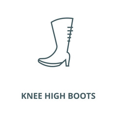 Poster - Knee high boots vector line icon, outline concept, linear sign