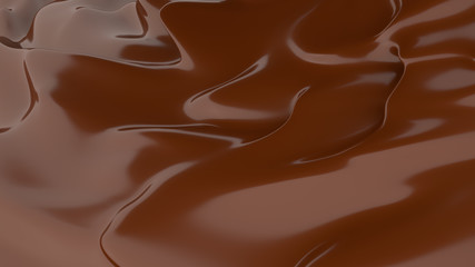 Canvas Print - Liquid Chocolate background. Melted dark Chocolate. Wave brown background. Chocolate.