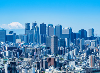  富士山と新宿副都心の高層ビル