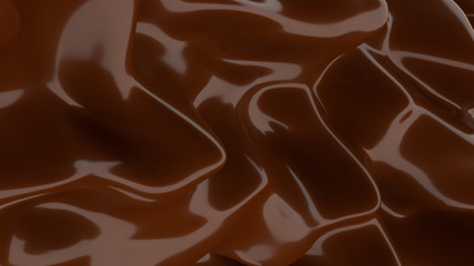 Canvas Print - Liquid Chocolate background. Melted dark Chocolate. Wave brown background. Chocolate.