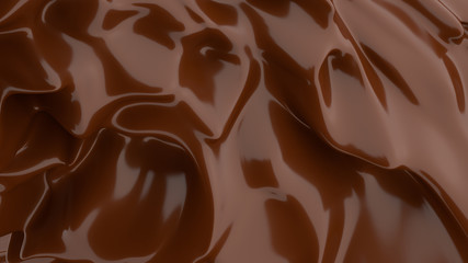 Canvas Print - Liquid Chocolate background. Melted dark Chocolate. Wave brown background. Chocolate.