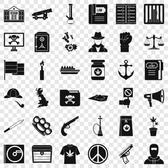 Poster - Computer crime icons set. Simple style of 36 computer crime vector icons for web for any design