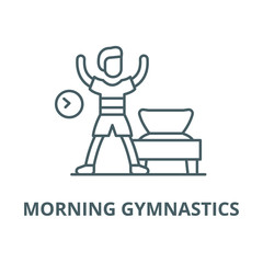 Wall Mural - Morning gymnastics vector line icon, outline concept, linear sign