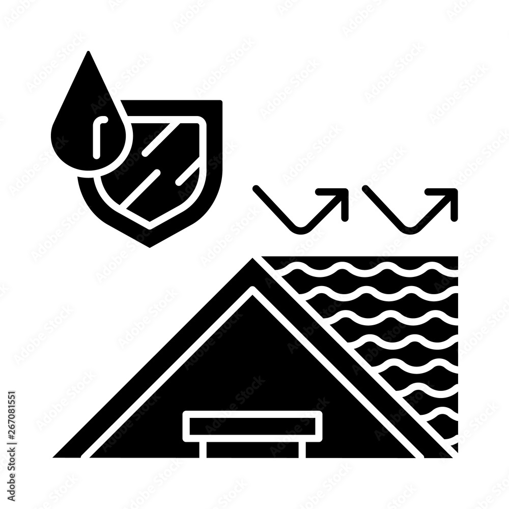 Waterproof house roof glyph icon Stock Vector | Adobe Stock