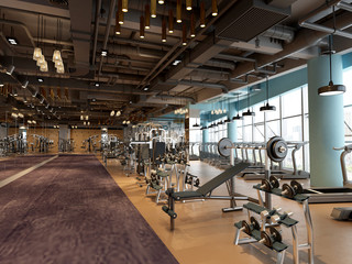 3d render gym fitness saloon